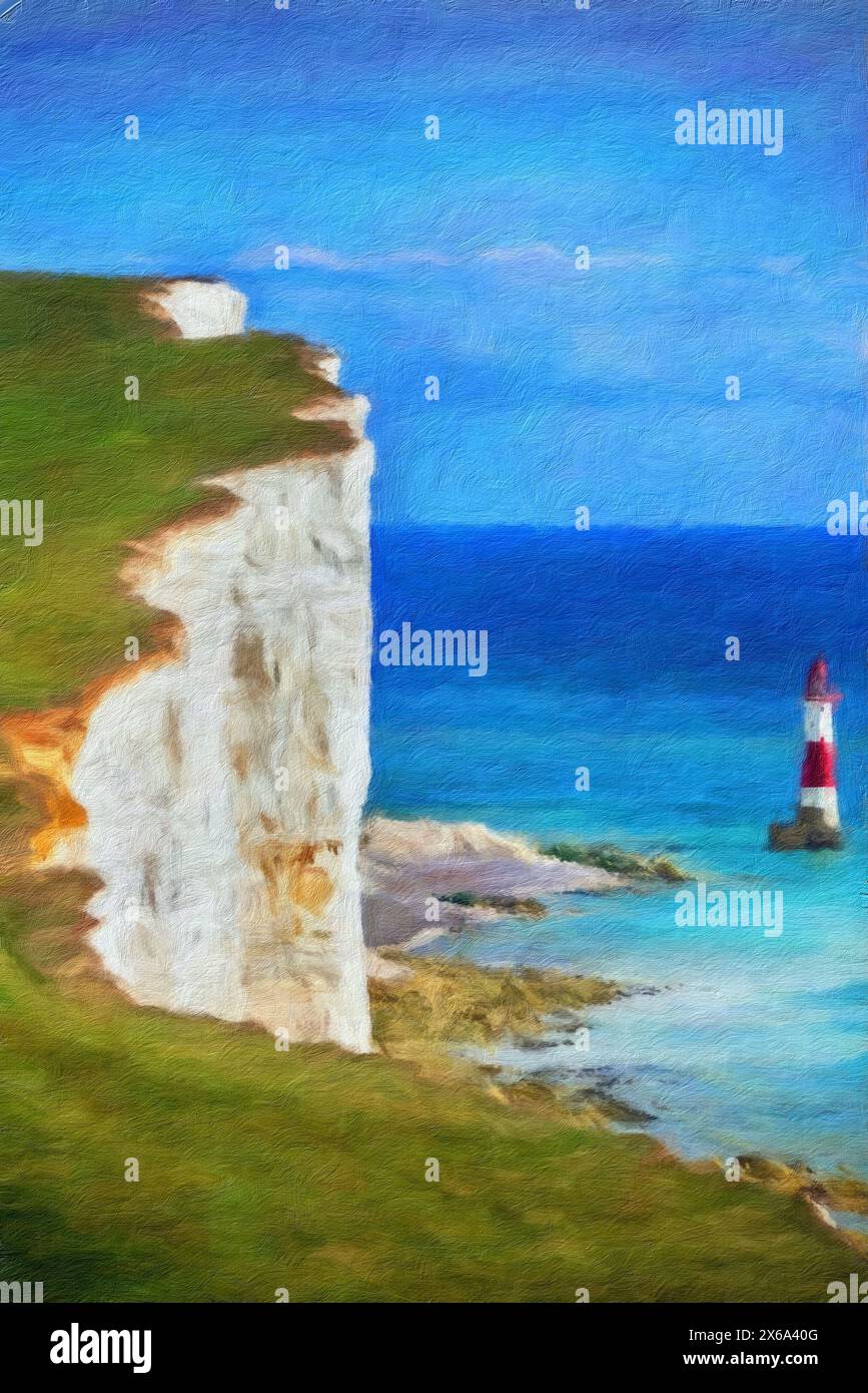 Beachy Head Lighthouse, East Sussex, England. Stock Photo
