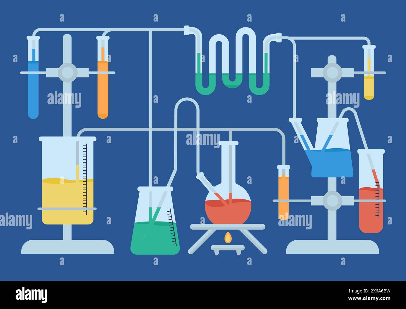 Science chemistry research. Medical or chemical laboratory tools and