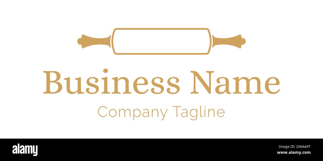 Simple Clean Bakery Logo with Rolling Pin Stock Vector