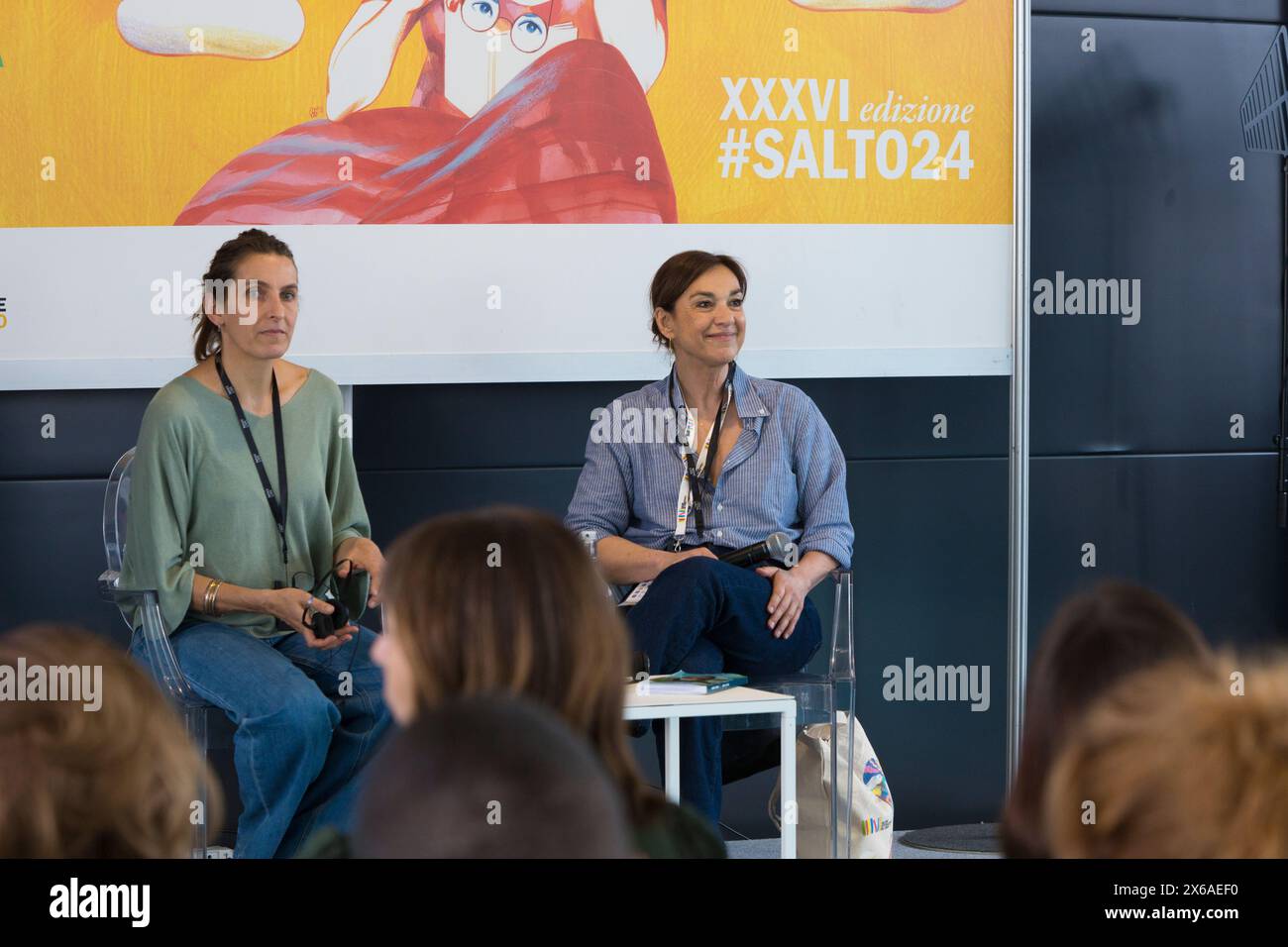 Torino, Italy. 12th May, 2024. Neige Sinno (left) with Daria Bignardi (right) during her book presentation at 2024 Turin Book Fair Credit: Marco Destefanis/Alamy Live News Stock Photo