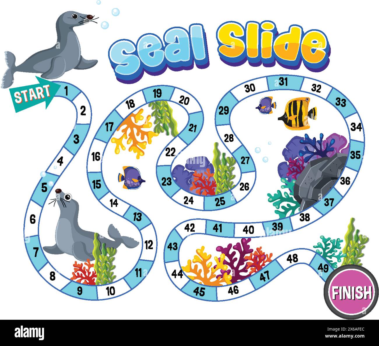 Colorful board game with seals and underwater theme Stock Vector Image ...