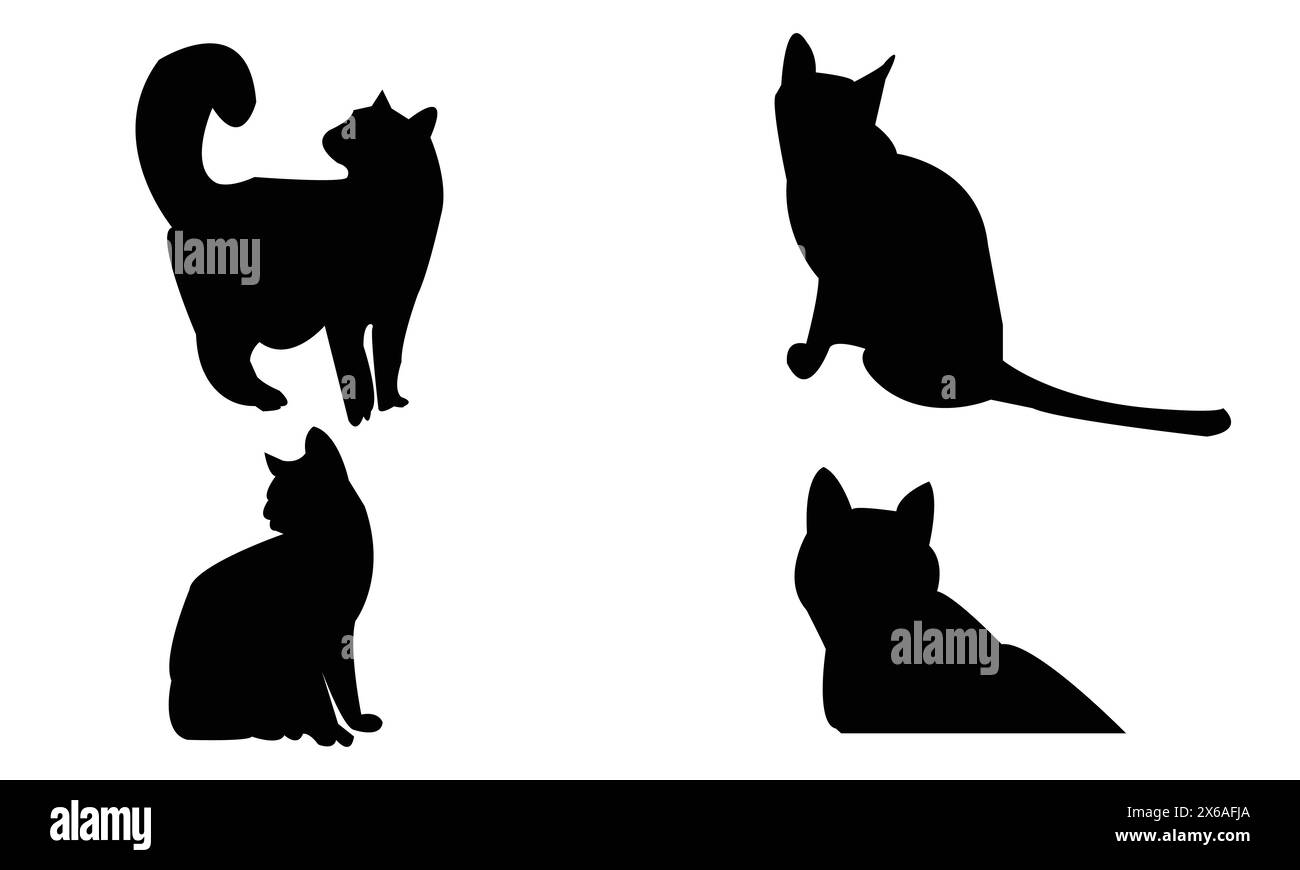 Cat Vector And Silhouette Design Collection. Stock Vector