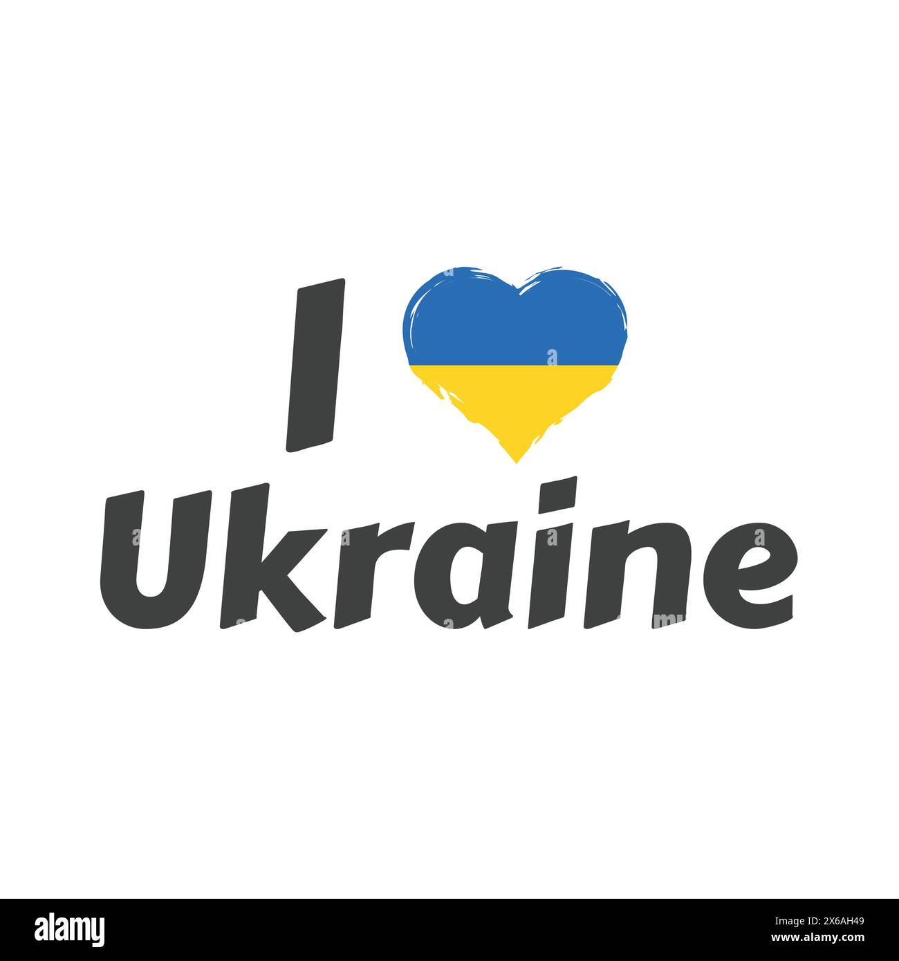 I love Ukraine lettering vector. Text with Ukrainian heart flag for t shirt or souvenir print. Stock Vector