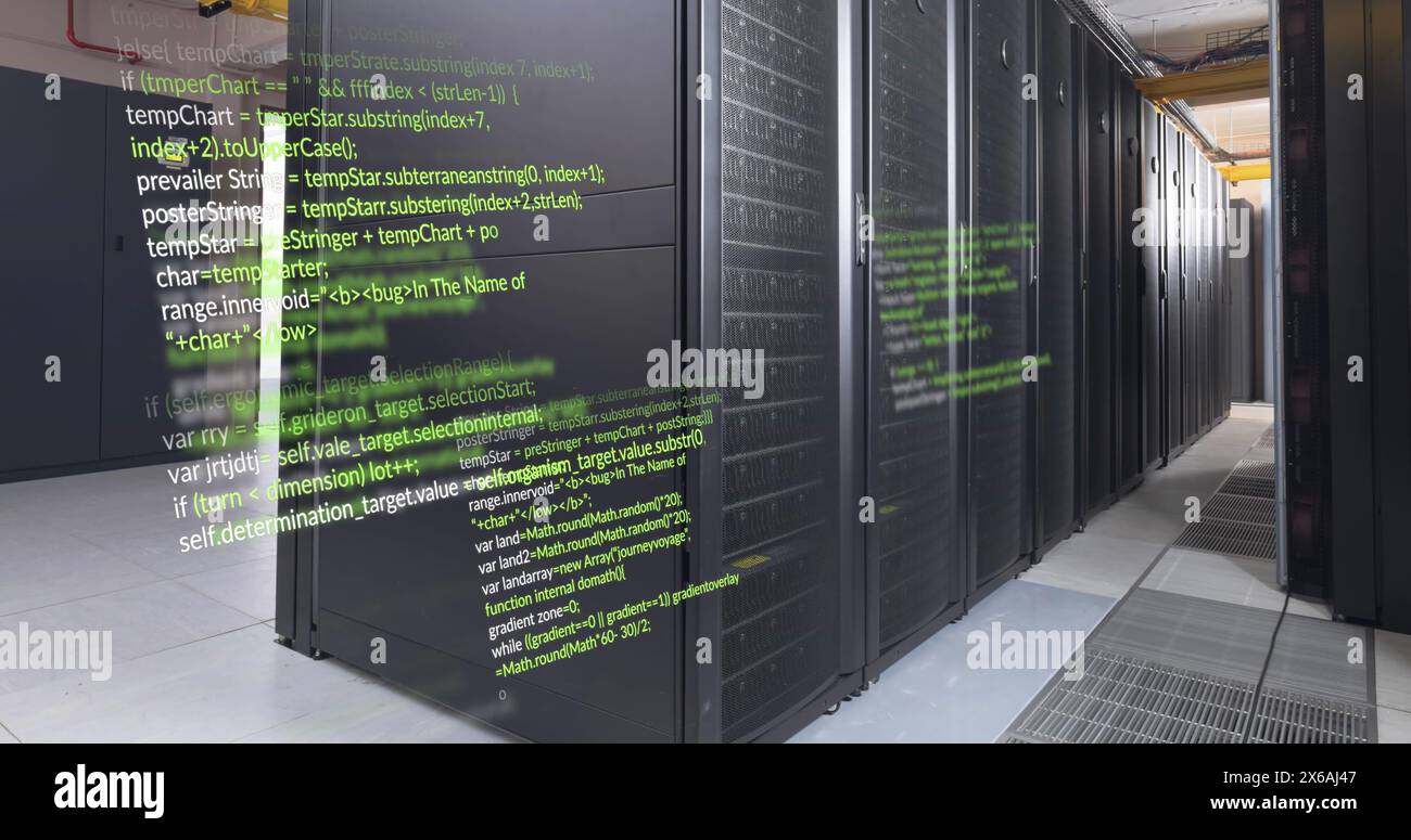 Image of data processing against computer server room Stock Photo - Alamy
