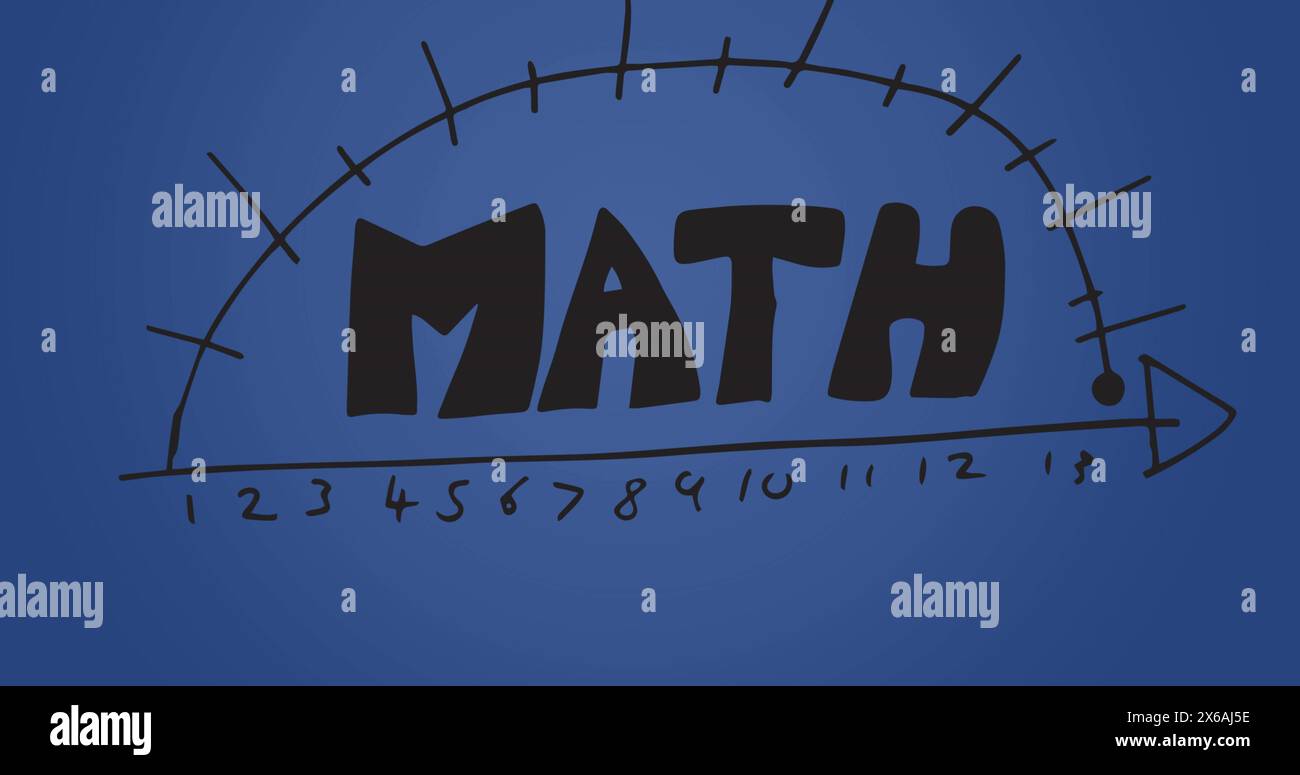 Image of mathematical data processing over blue background Stock Photo