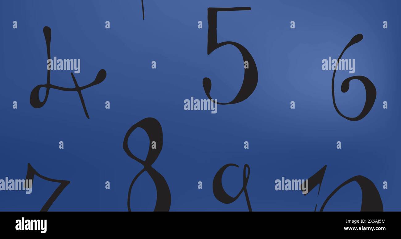 Animation numbers processing over blue hi-res stock photography and ...