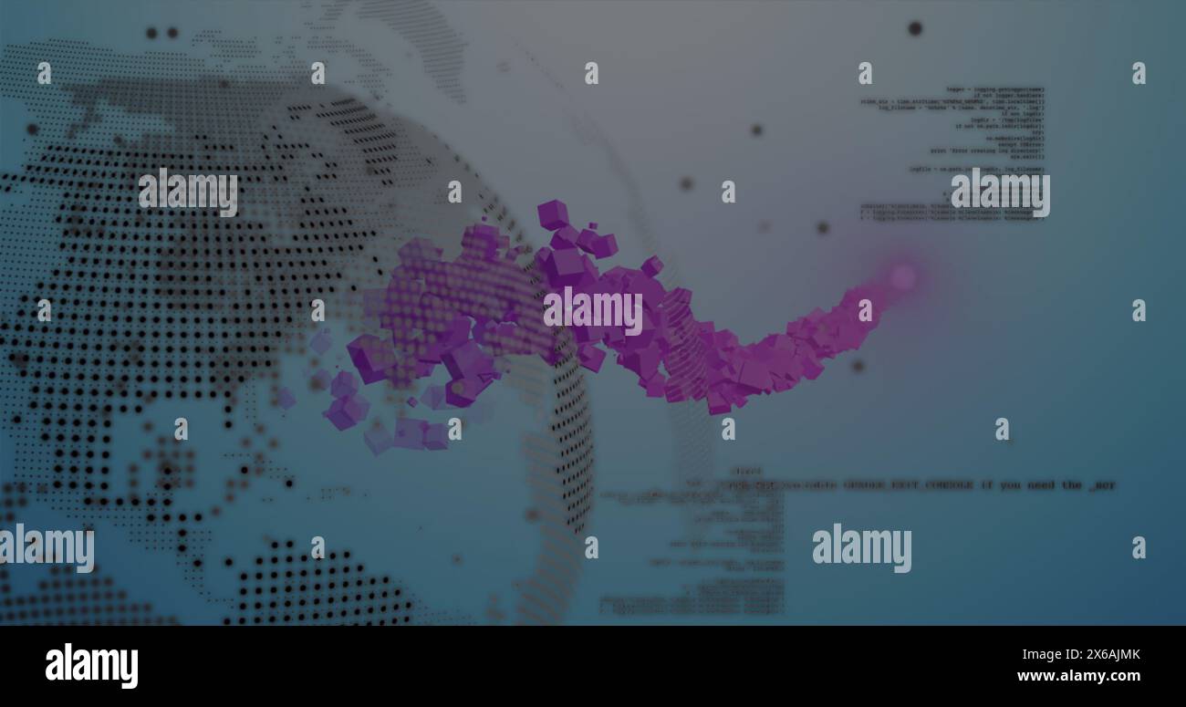 Image of data processing over globe Stock Photo