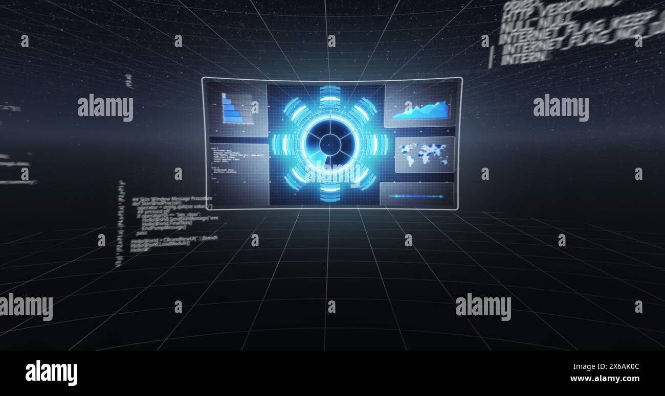 Image of data processing over grid Stock Photo