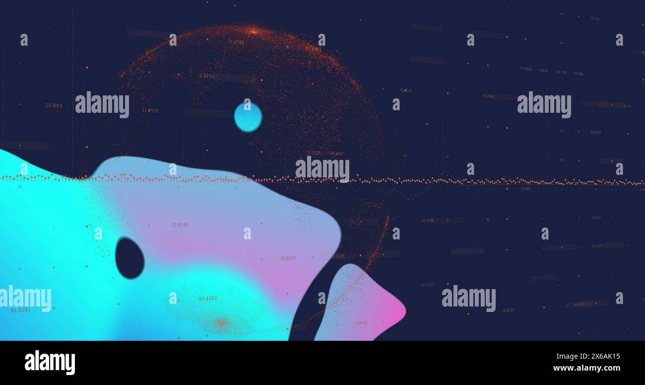 Image of financial data processing over globe Stock Photo