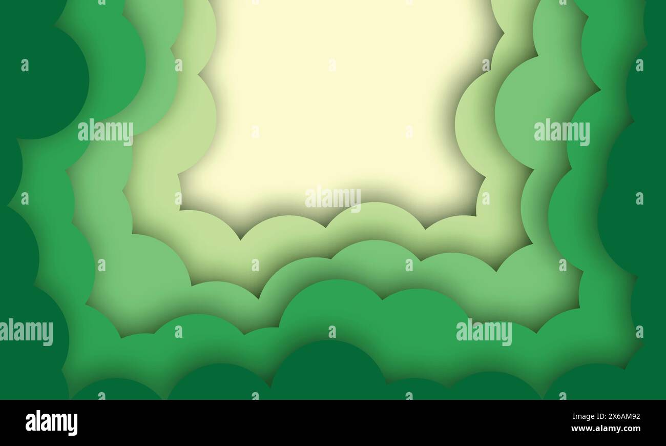 Abstract Background with Green Paper Cut shapes banner design. Vector ...