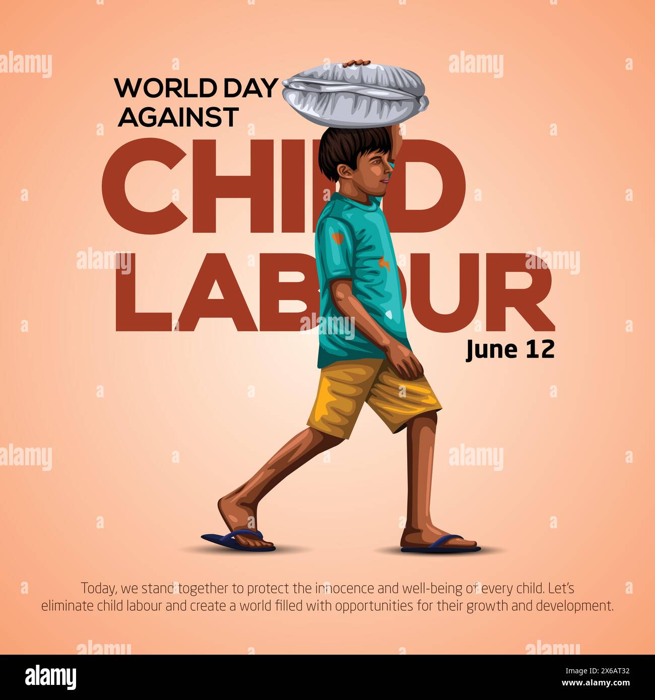 World Day Against Child Labor Concept With Child. abstract vector illustration design Stock Vector