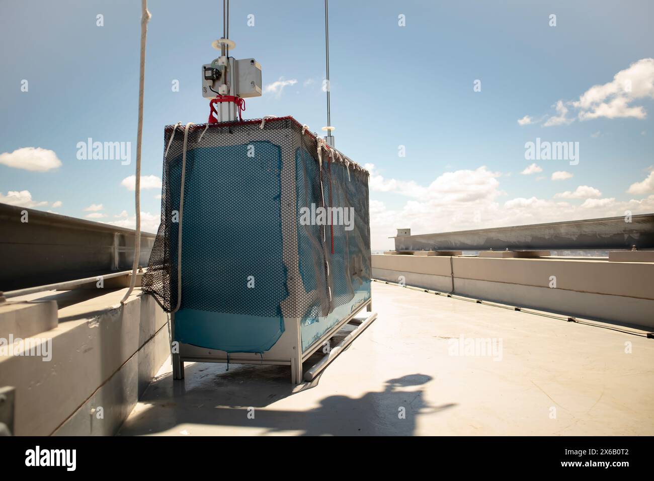 about the cradle of BMU and Gondola that under maintenance by emphasizing details of the cradle Stock Photo Alamy
