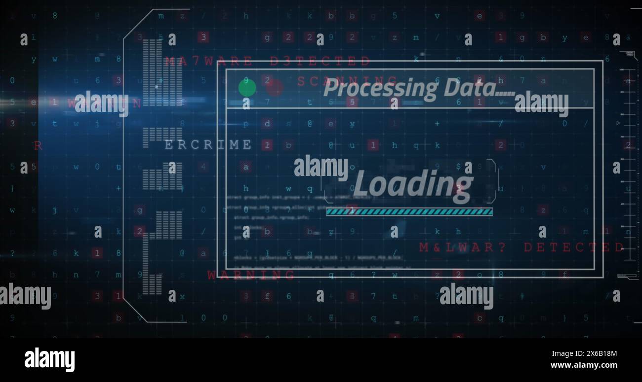 Image of data processing and text over screen Stock Photo