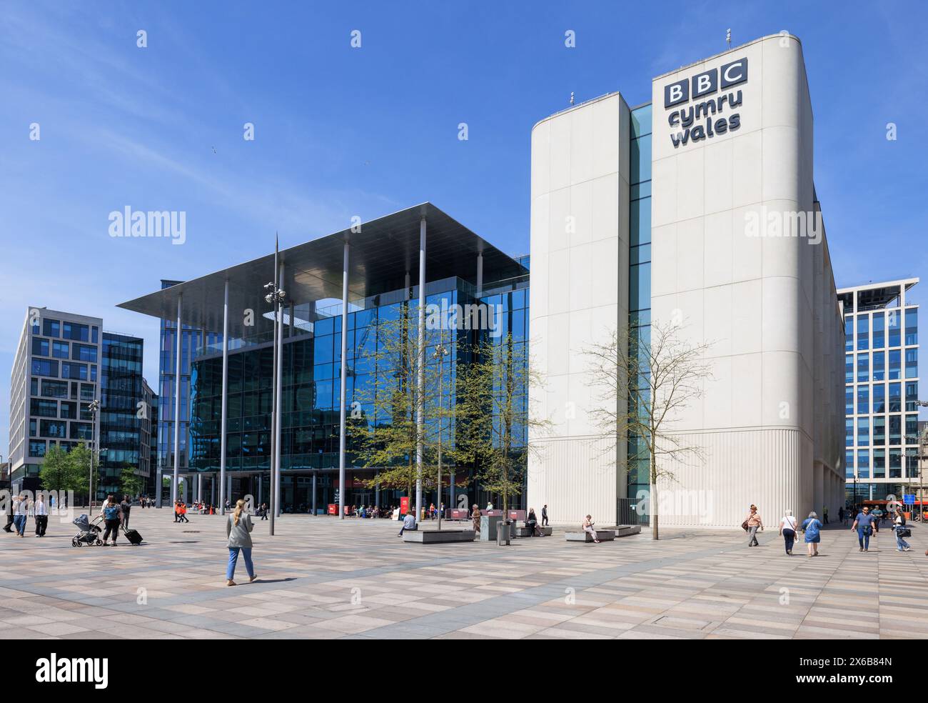 BBC Cymru Wales New Broadcasting House, Central Square, Cardiff city centre, Wales Stock Photo