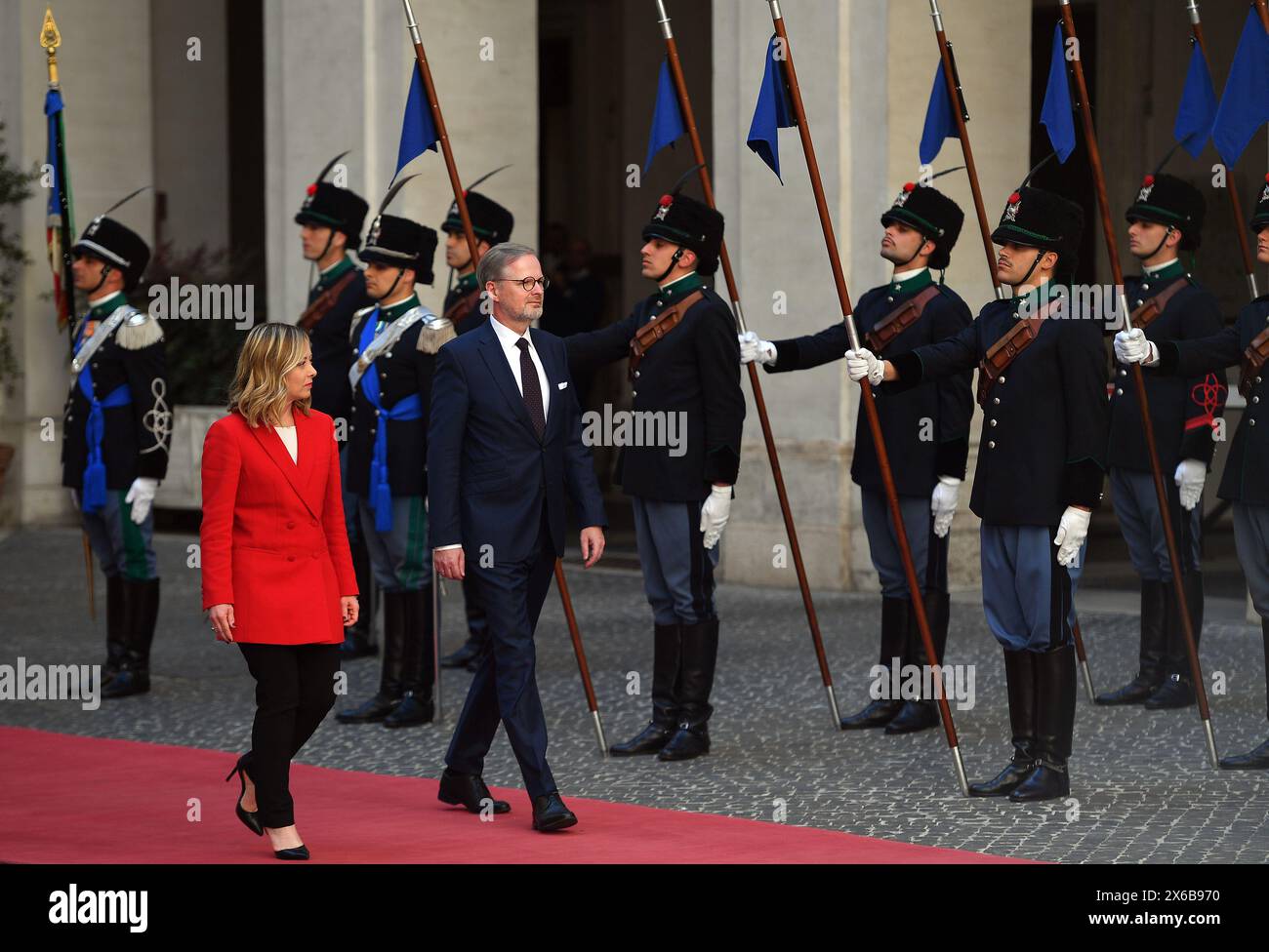 Italy, Rome, May 13, 2024 : Chigi Palace, Prime Minister Giorgia Meloni receives Petr Fiala, Prime Minister of the Czech Republic    Photo © Fabio Cimaglia/Sintesi/Alamy Live News Stock Photo