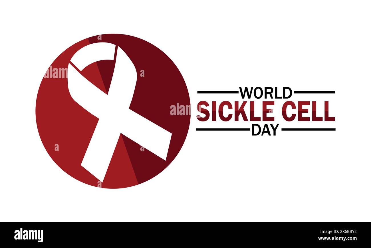 World Sickle Cell Day wallpaper with shapes and typography, banner, card, poster, template. World Sickle Cell Day, background Stock Vector