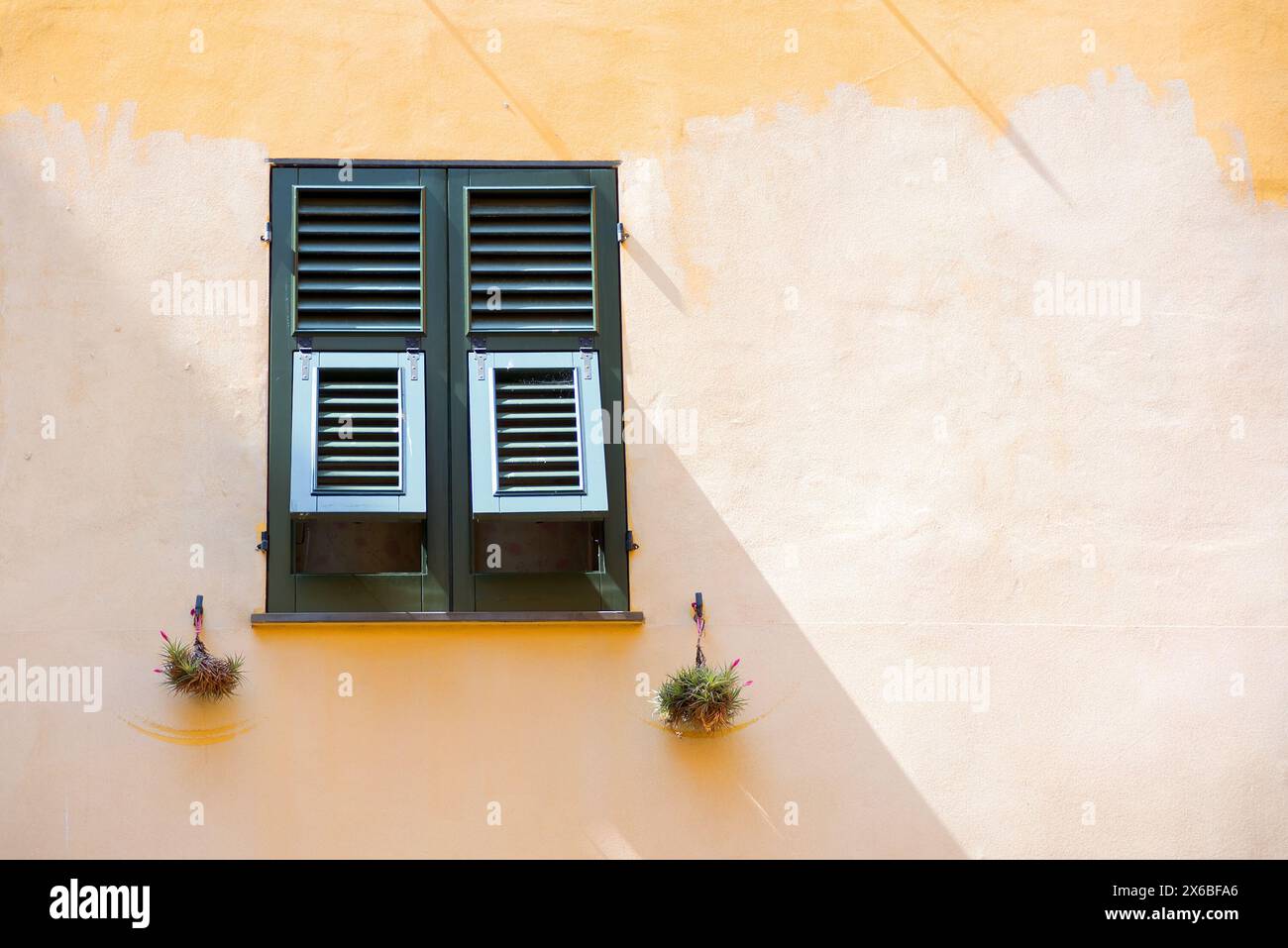 Window with wooden shutters Stock Photo
