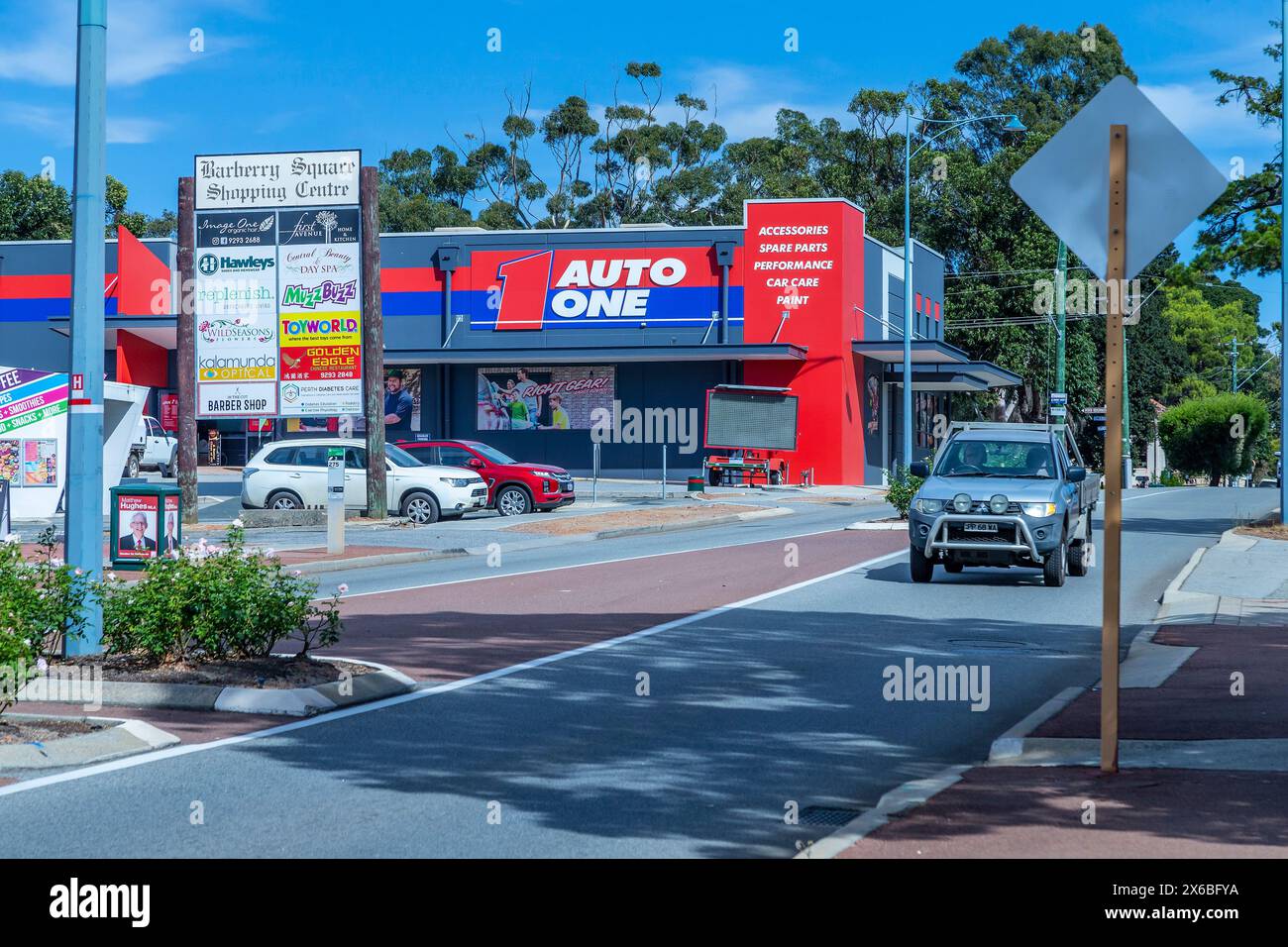 Auto One garage on the Canning road coming into Kalamunda a town and eastern suburb of Perth, Western Australia,. Stock Photo