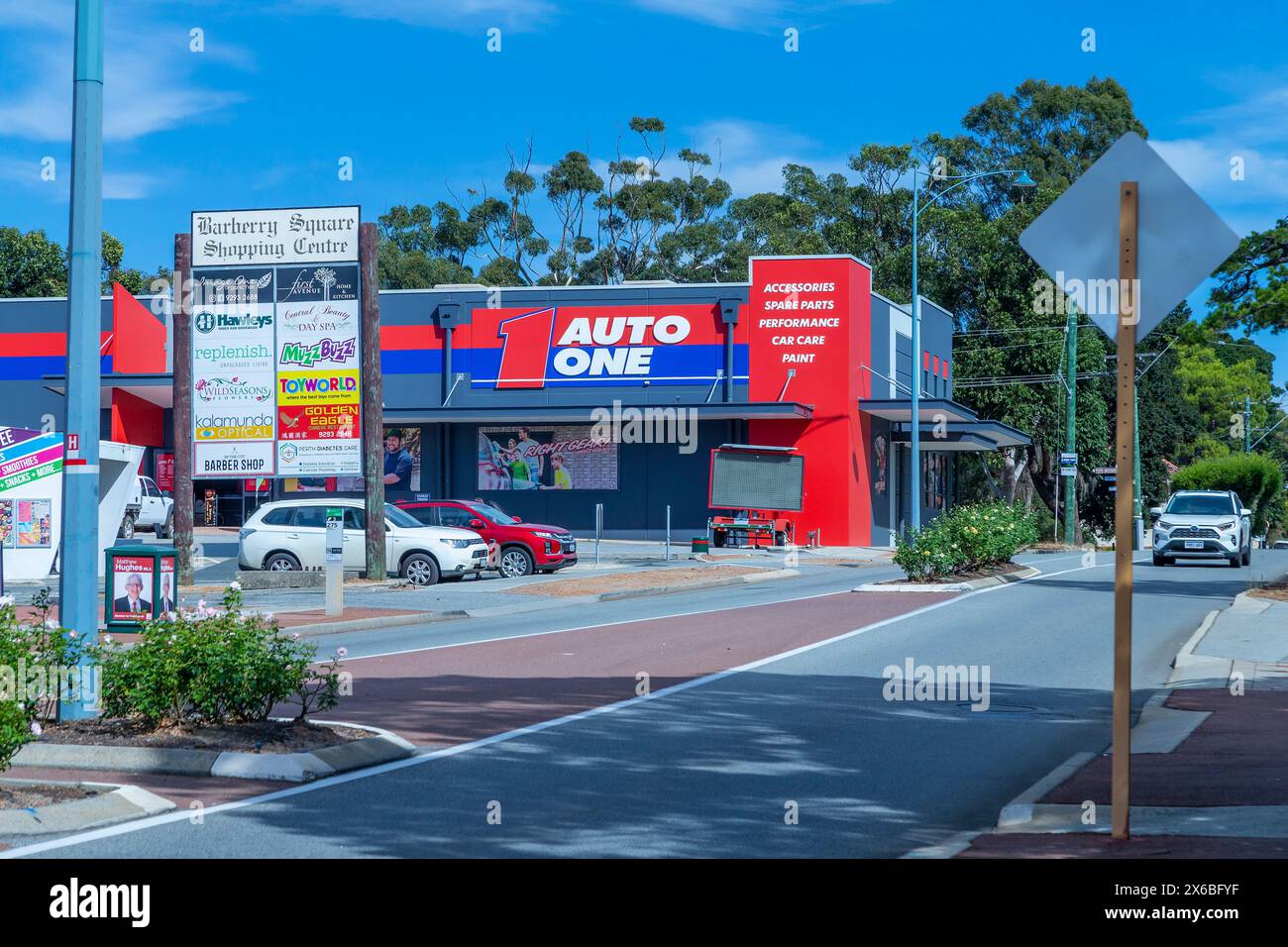 Auto One garage on the Canning road coming into Kalamunda a town and eastern suburb of Perth, Western Australia,. Stock Photo