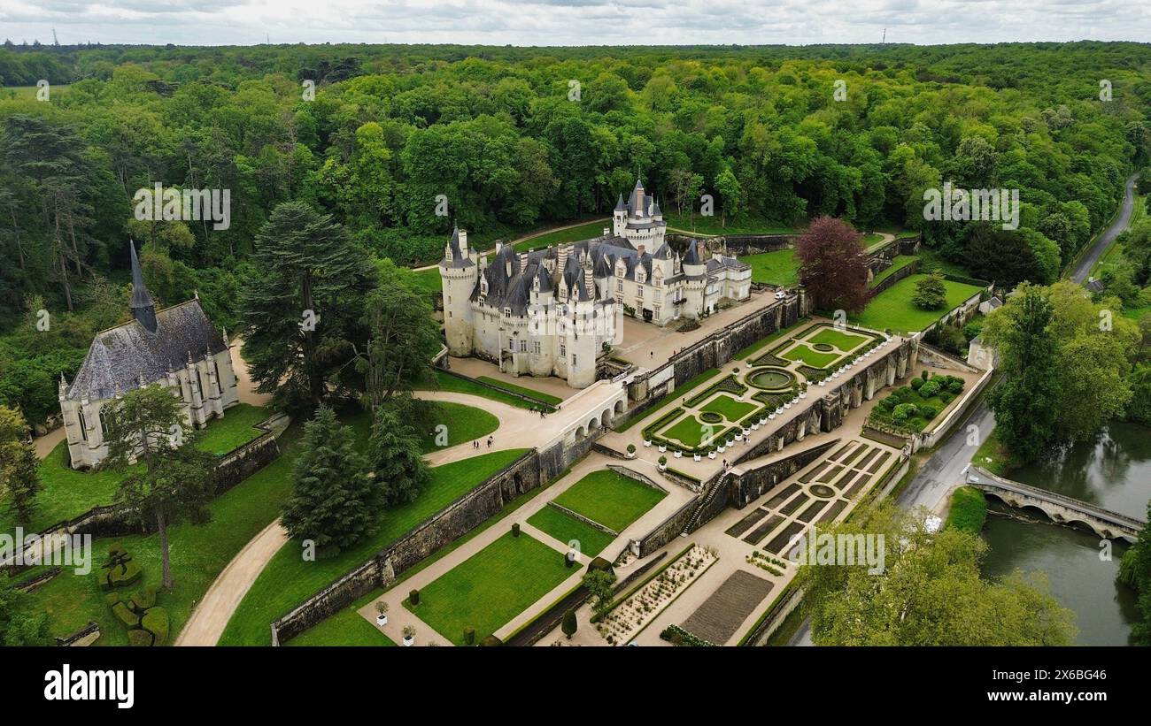 Usse Rigny drone photo Rigny-Ussé castle France Europe Stock Photo - Alamy