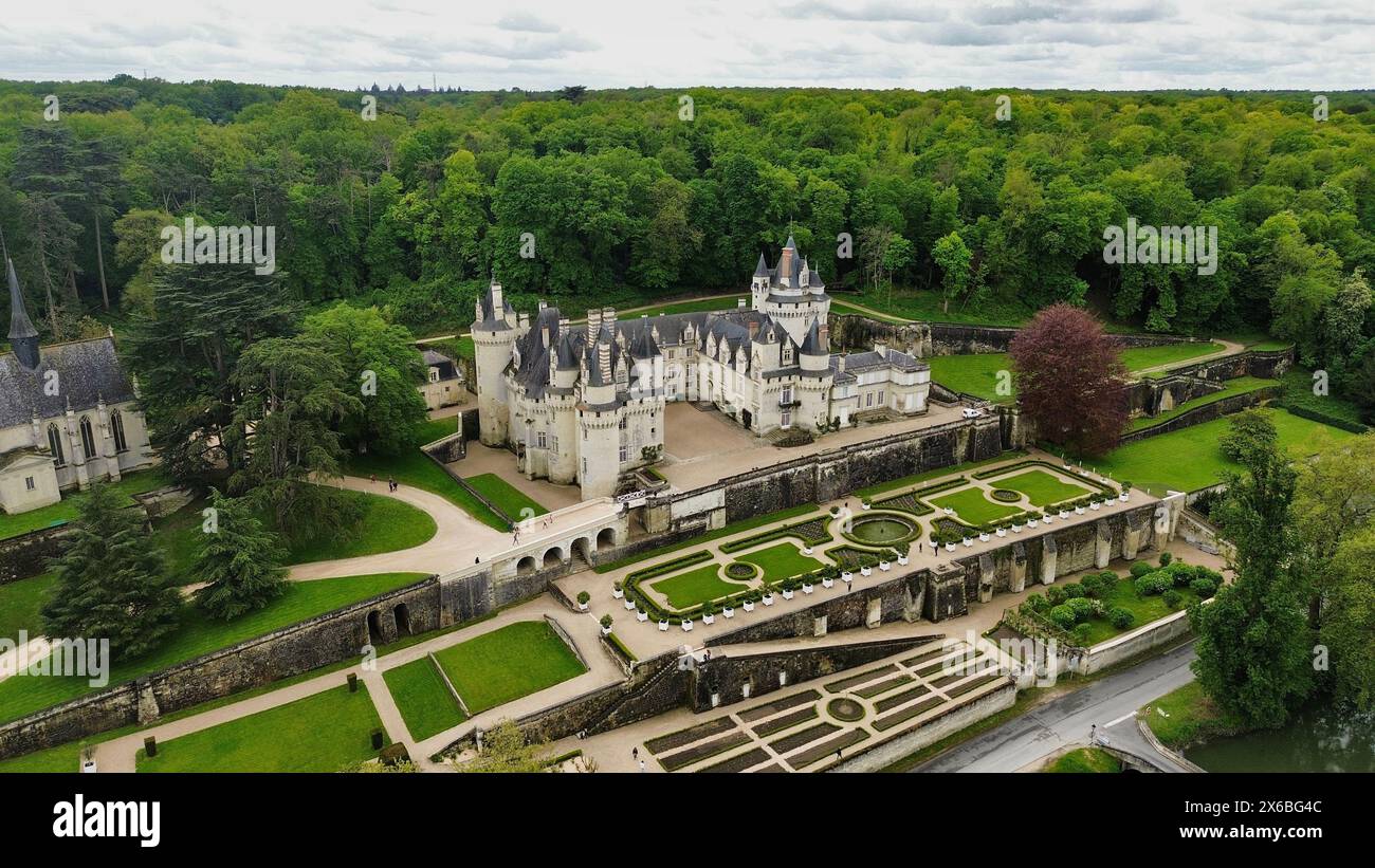 Usse Rigny drone photo Rigny-Ussé castle France Europe Stock Photo - Alamy