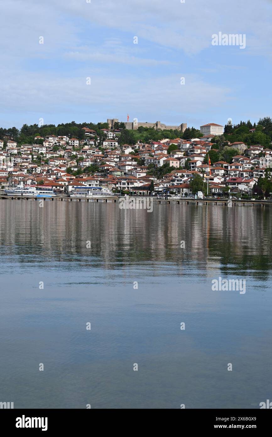 North Macedonia, Ohrid, general lake and old city view Stock Photo