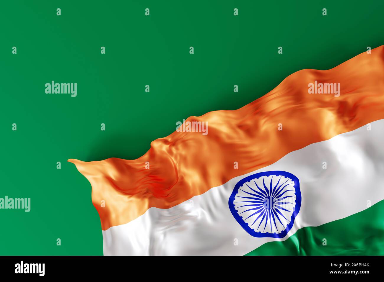 Indian national flag with flowing saffron, white, and green colors ...