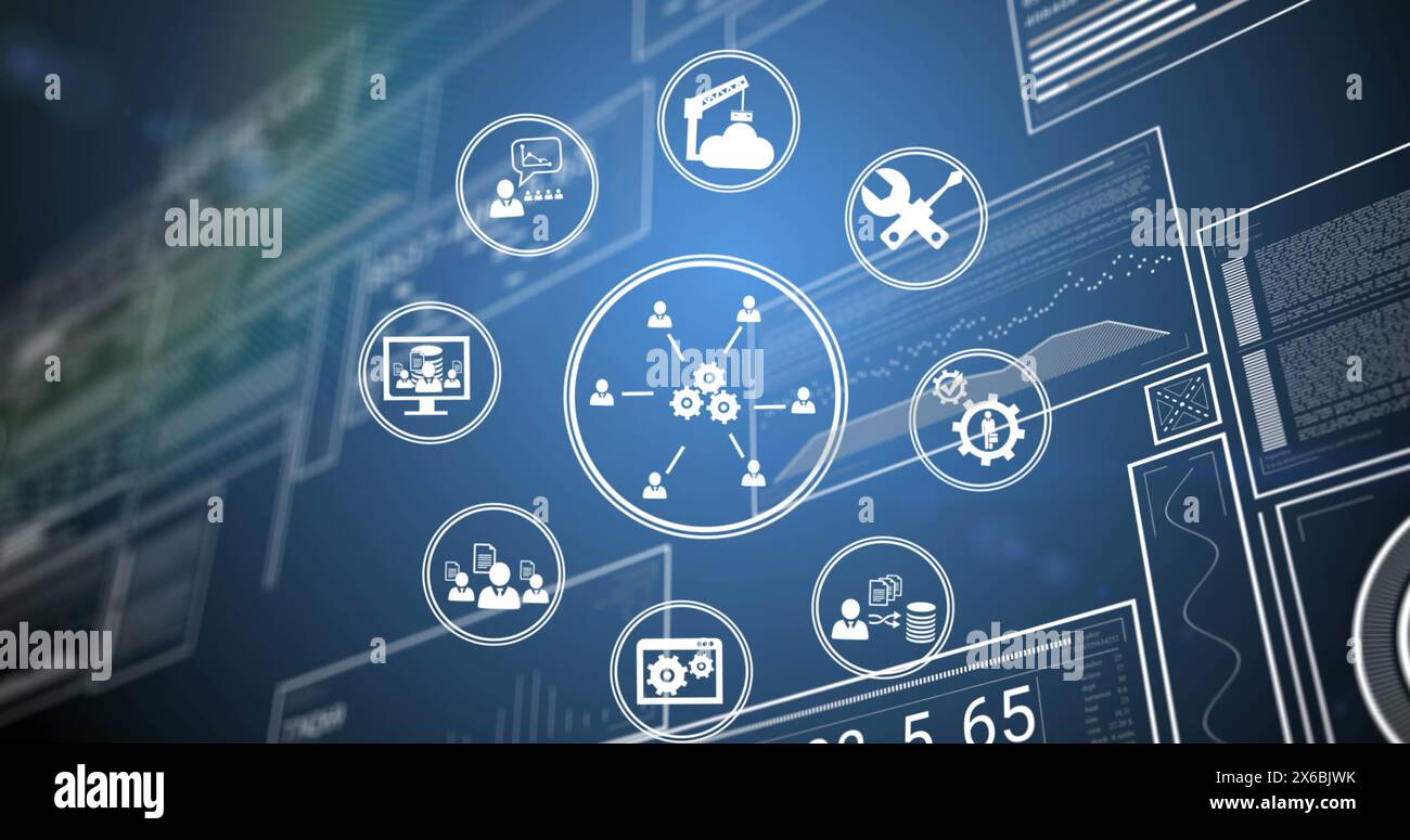 Digital interface with data processing over globe against digital interface Stock Photo