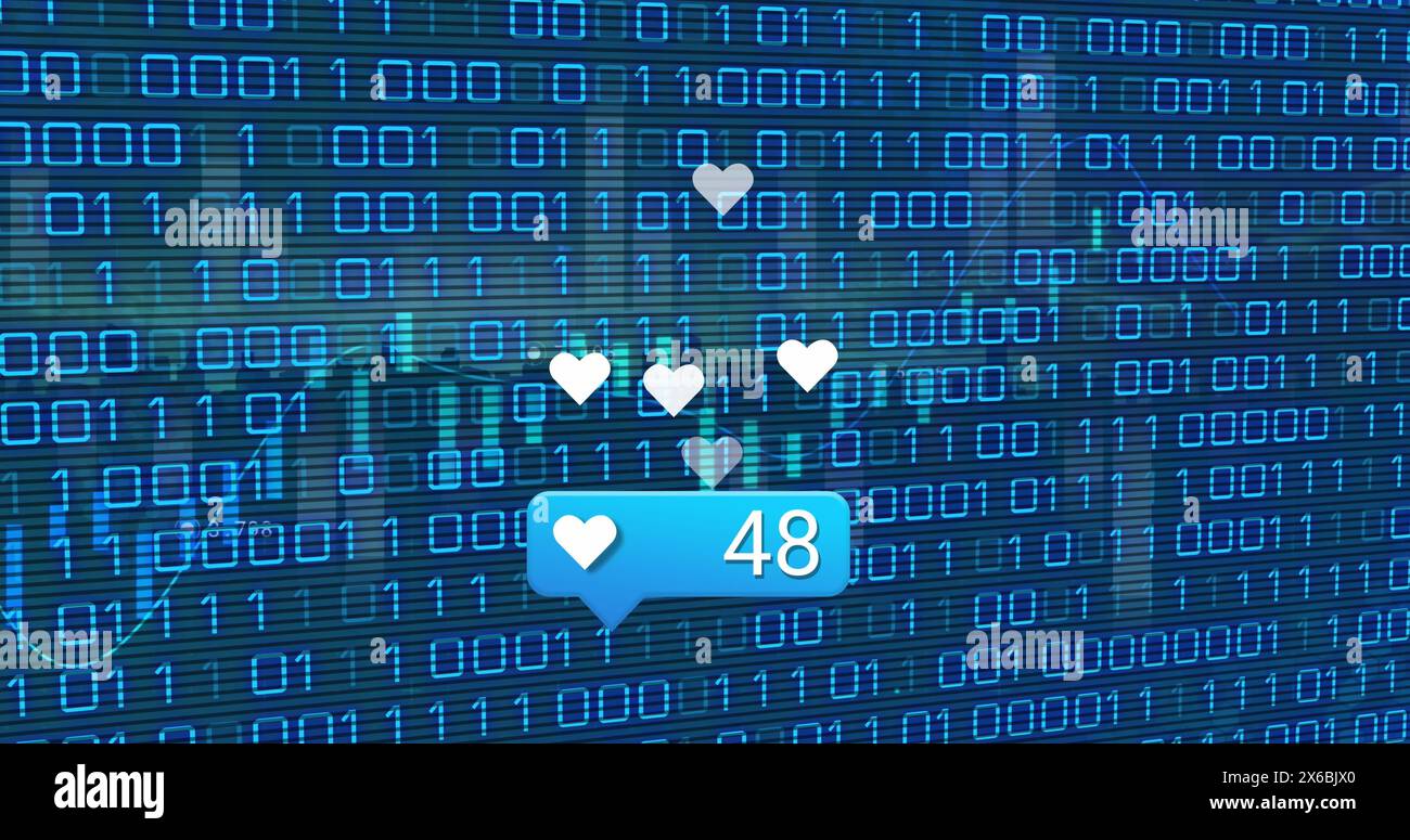 Image of social media icons over data processing Stock Photo