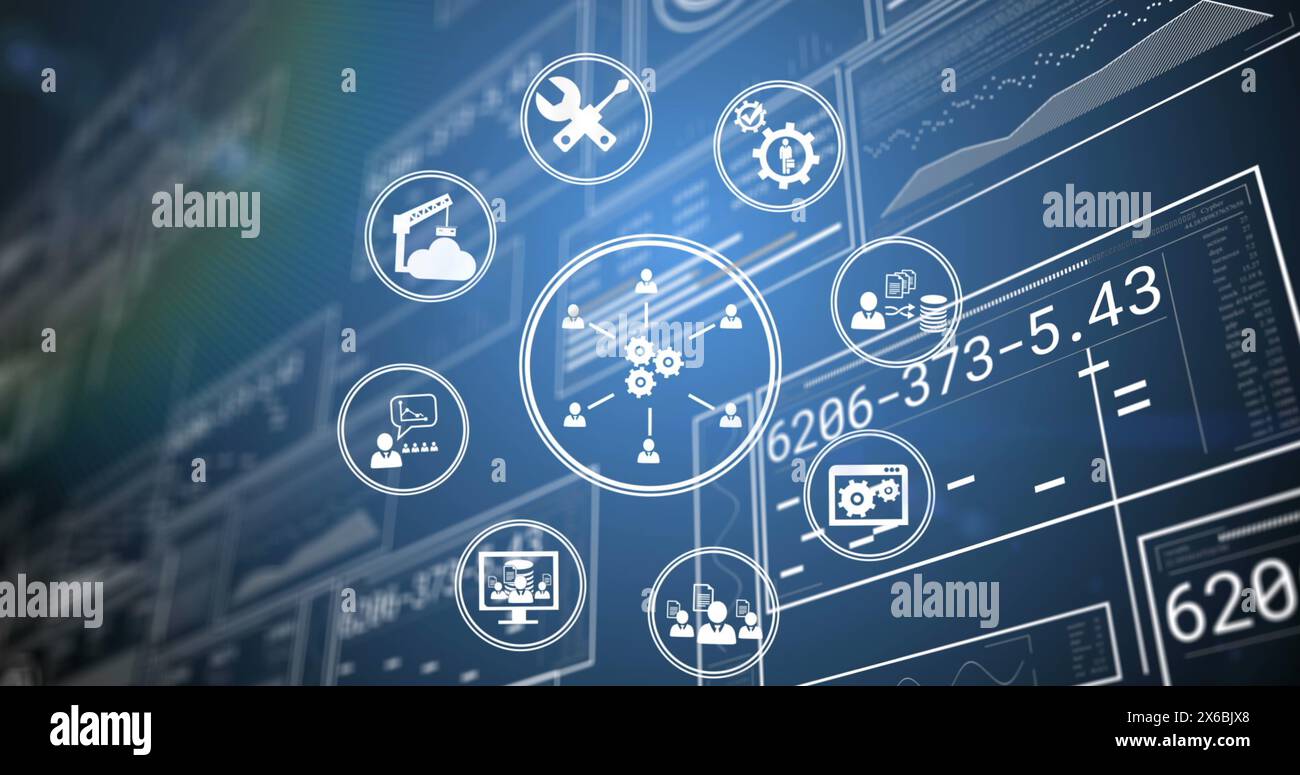 Digital interface with data processing over globe against digital interface Stock Photo