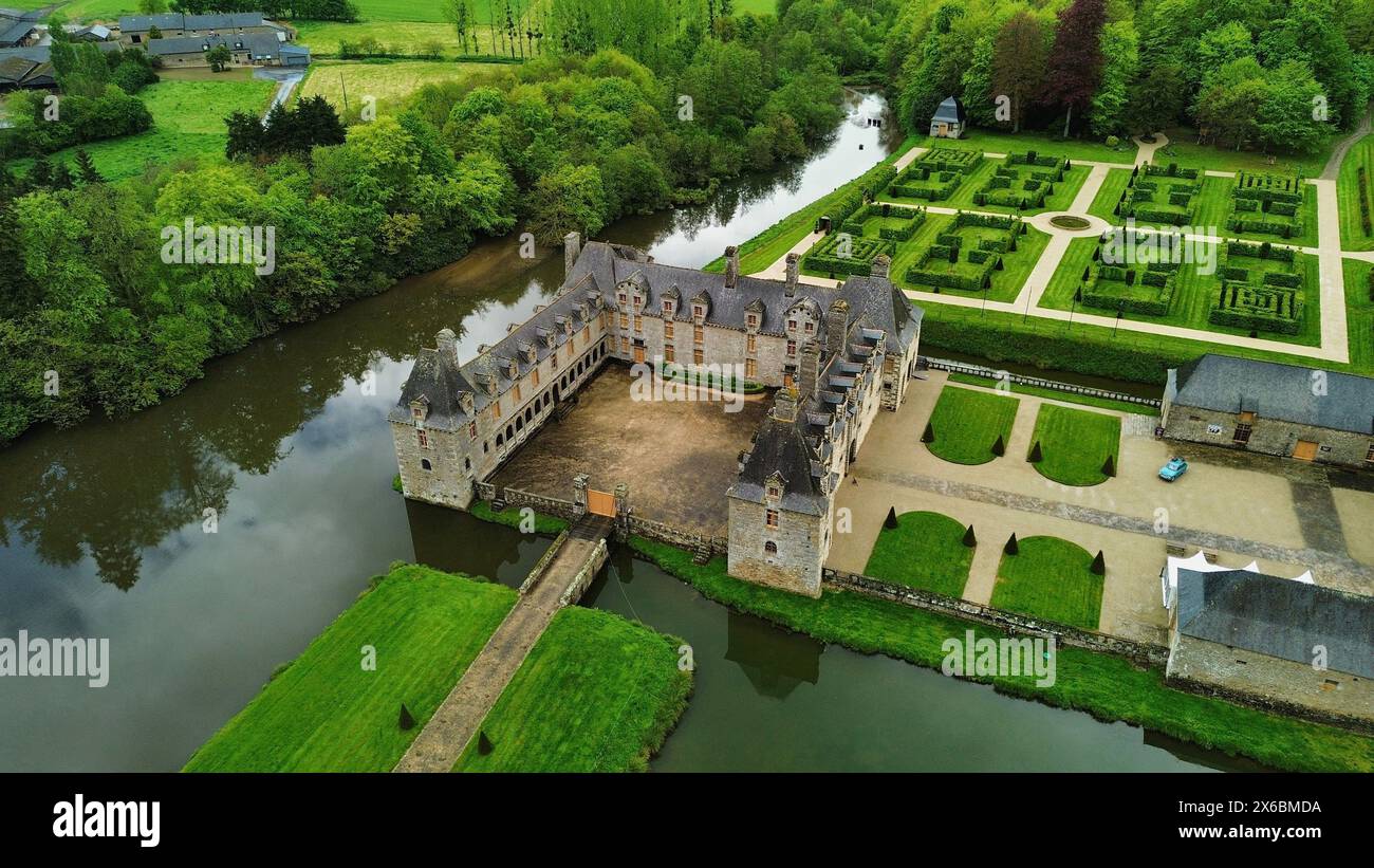 drone photo Rocher Portail castle France Europe Stock Photo