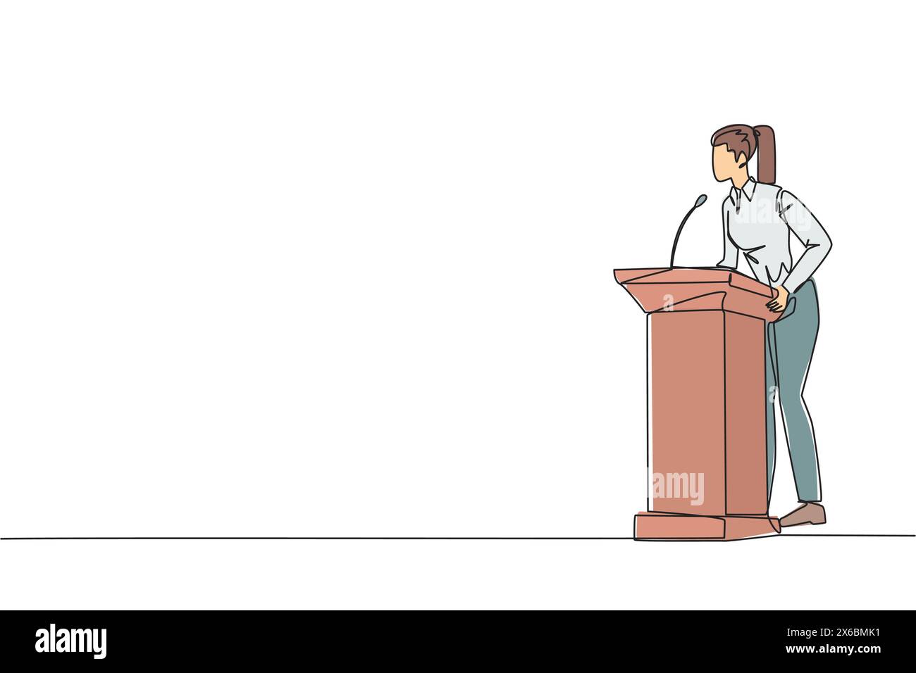 Business women behind podium Stock Vector Images - Alamy