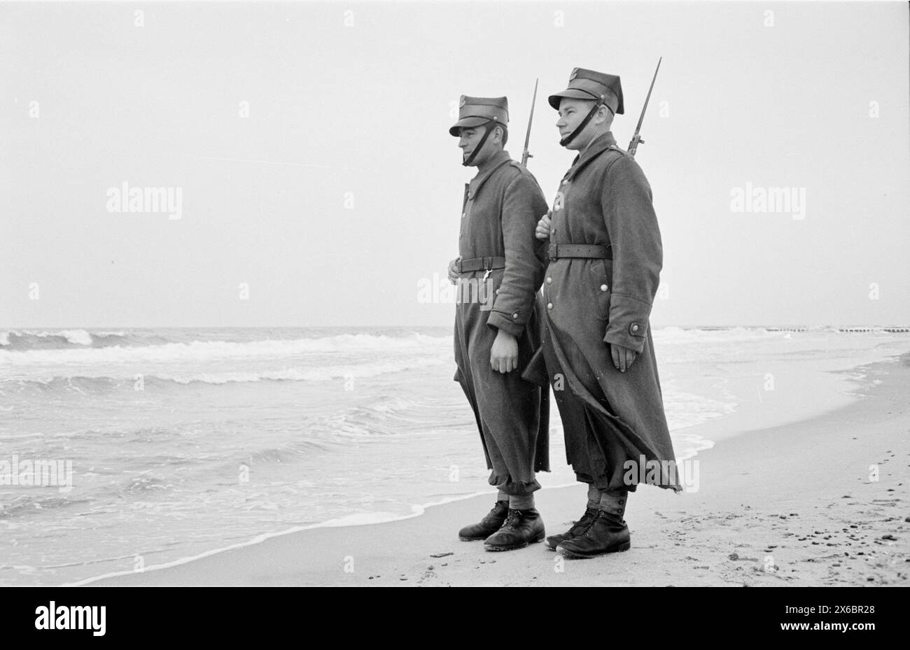 WOP post in Darłowo. Border Protection Forces in Darłowo, Poland - 1949 Stock Photo