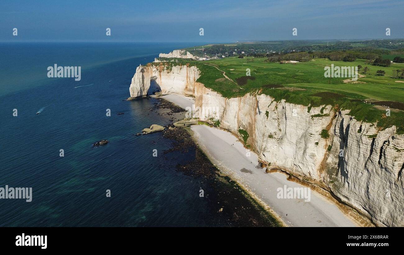 drone photo Etretat Cliff France Europe Stock Photo - Alamy