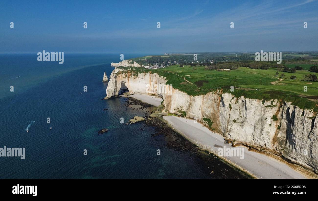 drone photo Etretat Cliff France Europe Stock Photo - Alamy