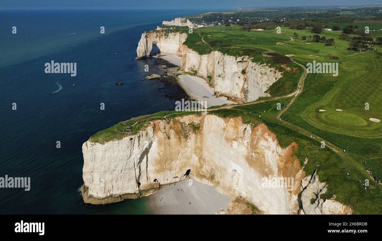 drone photo Etretat Cliff France Europe Stock Photo - Alamy