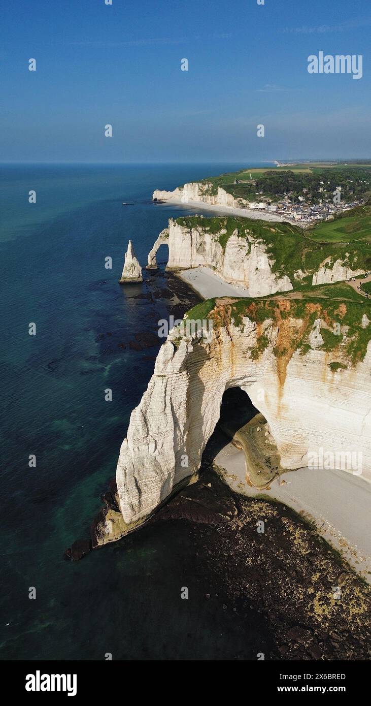 drone photo Etretat Cliff France Europe Stock Photo - Alamy