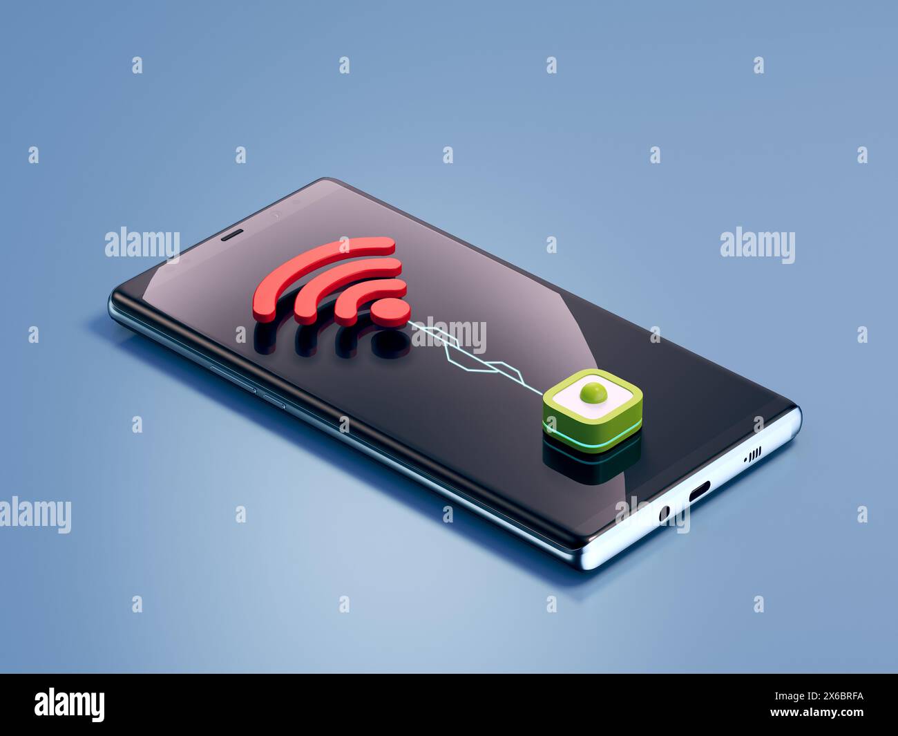 Wifi connection device icon on smart phone Stock Photo