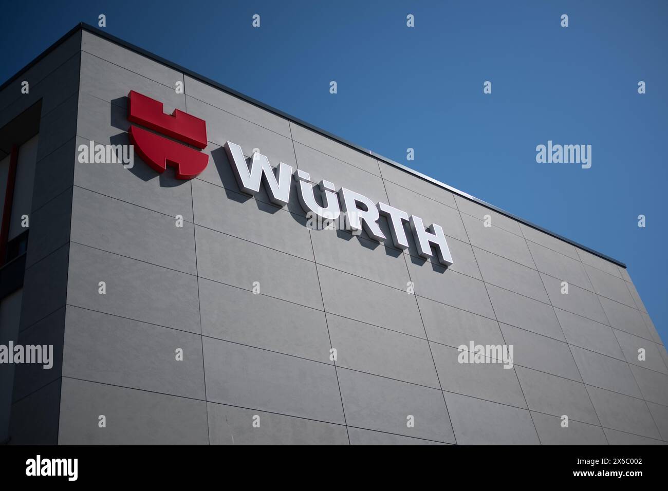 14 May 2024, Baden-Württemberg, Künzelsau: The logo of the Würth trading group can be seen at the Reinhold Würth Innovation Center CURIO. Würth presented its balance sheet for the past fiscal year. Photo: Marijan Murat/dpa Stock Photo