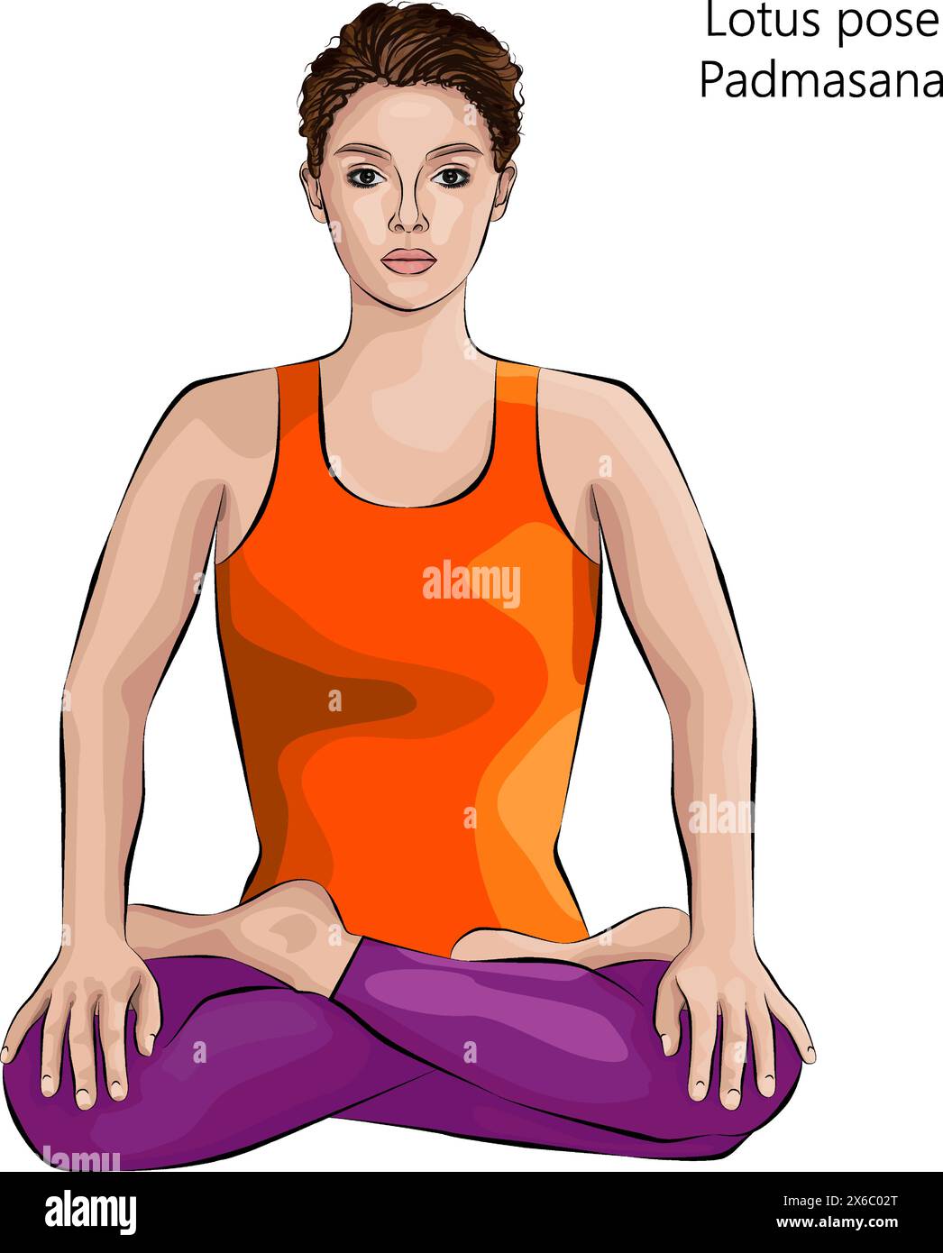 Young woman practicing Padmasana yoga pose.Lotus pose. Intermediate ...