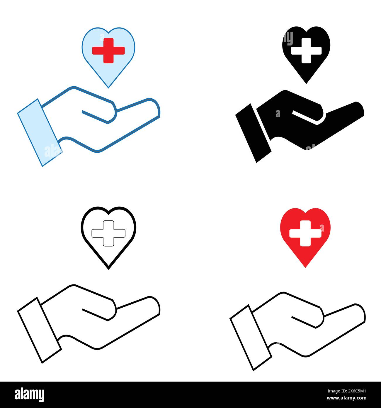 Heart in hand icons set. Hands holding heart icon. Love icon. Health ...