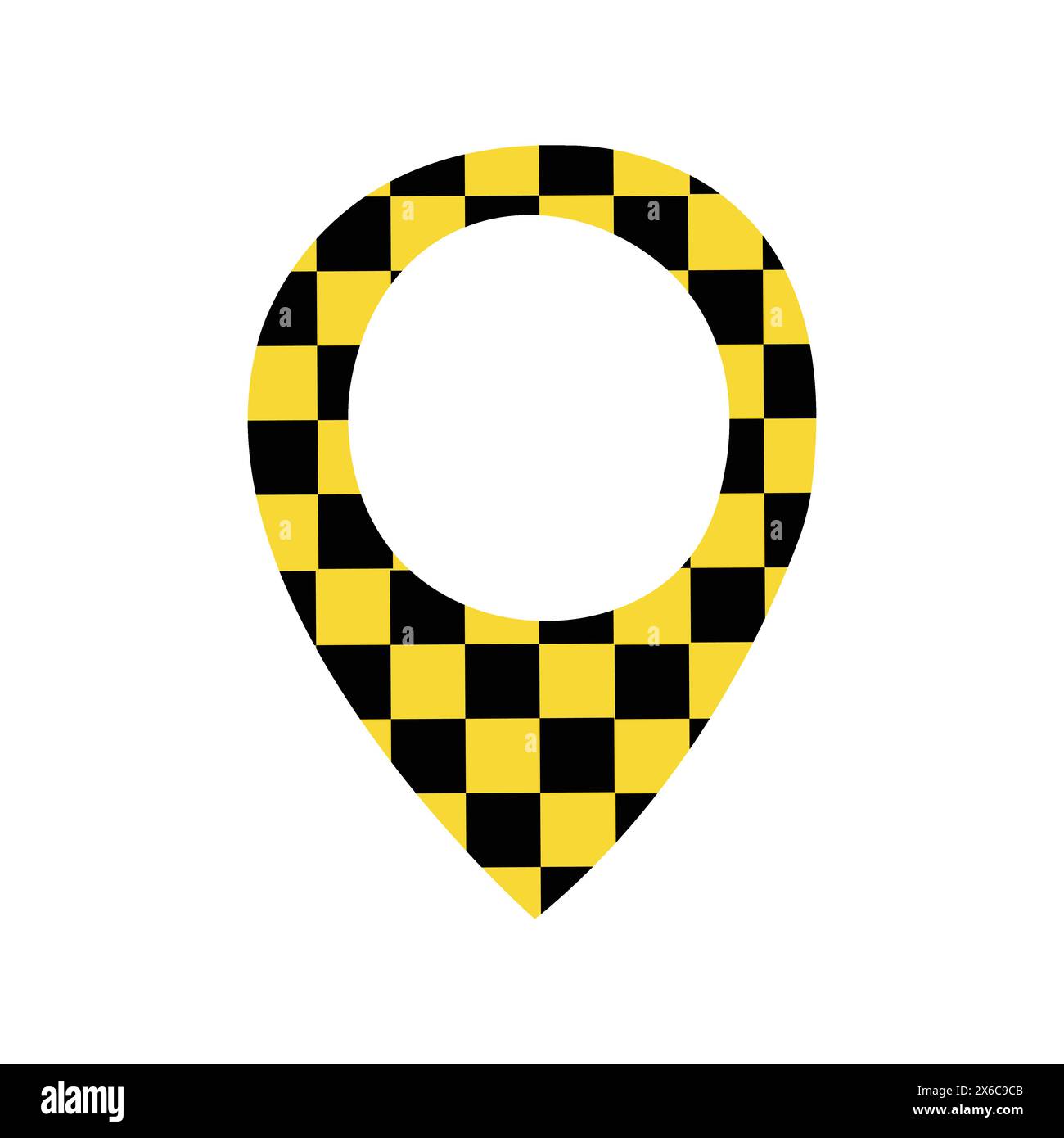 Taxi app isolated location icon yellow car style map point for drivers
