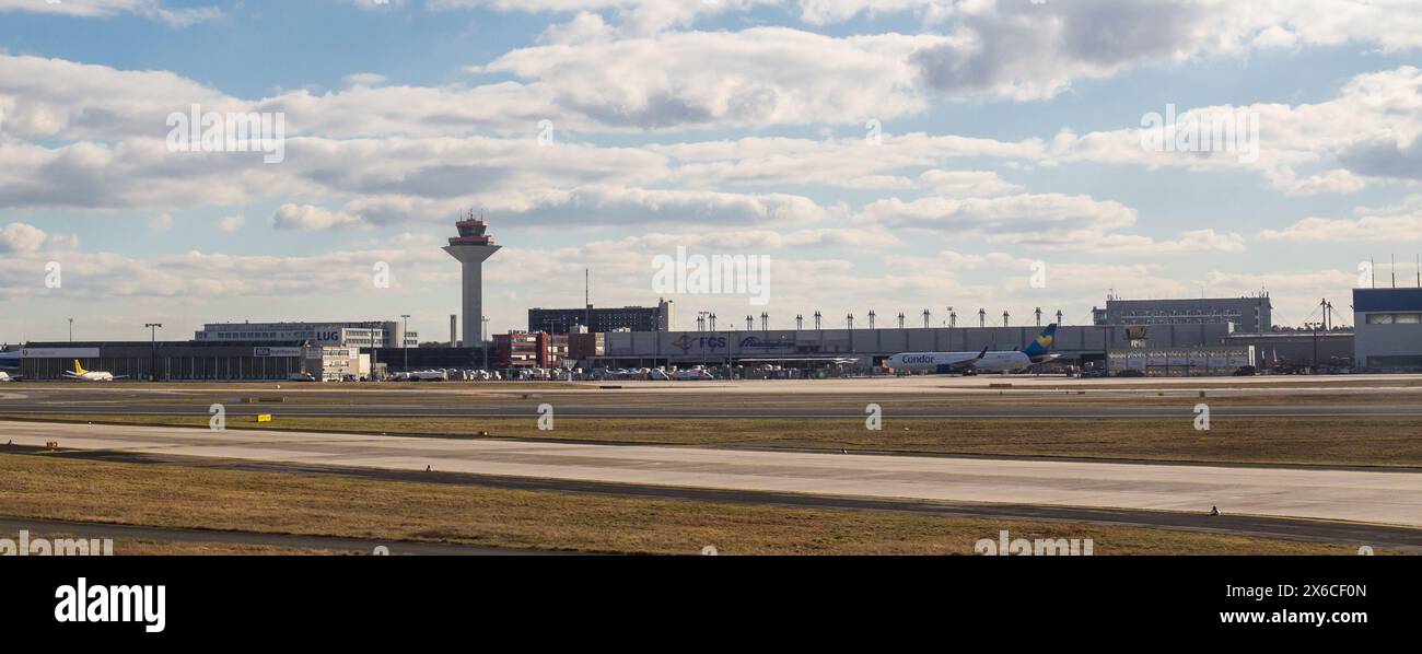 FRANKFURT,GERMANY-FEB 13: LUFHANSA AIRLINES logos at the terminal on Frankfurt airport on February 13,2018 in Frankfurt,Germany. Stock Photo