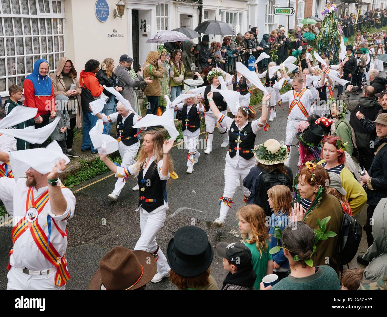 Morris dancers in the Jack in the Green May Day procession English folk festival May 2024