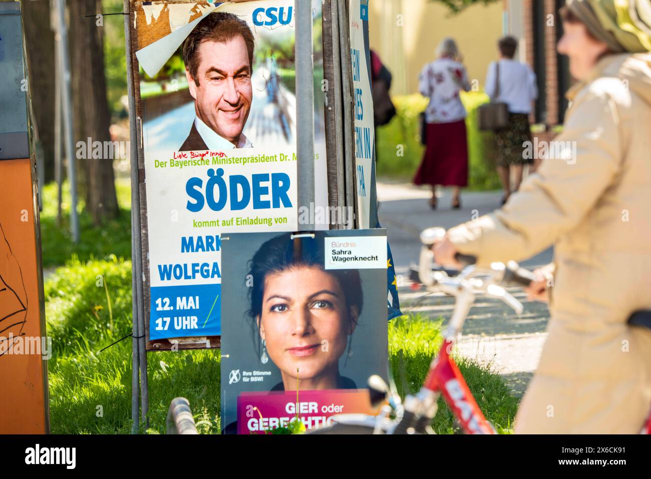 CSU und BSW, Wahlplakate zur Europawahl am 9. Juni, München, Mai 2024 ...