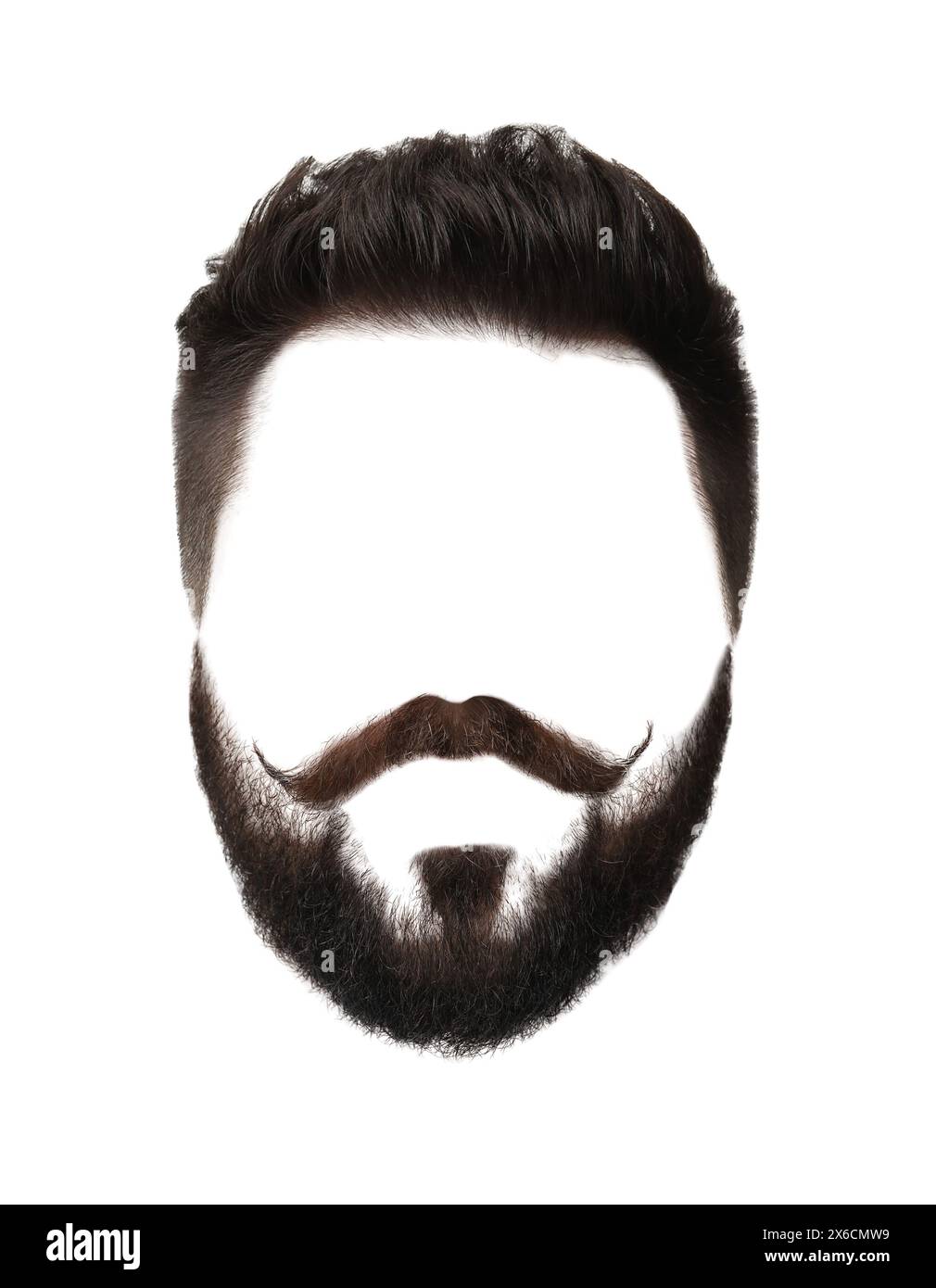 Male hairstyle with beard and mustache isolated on white Stock Photo ...