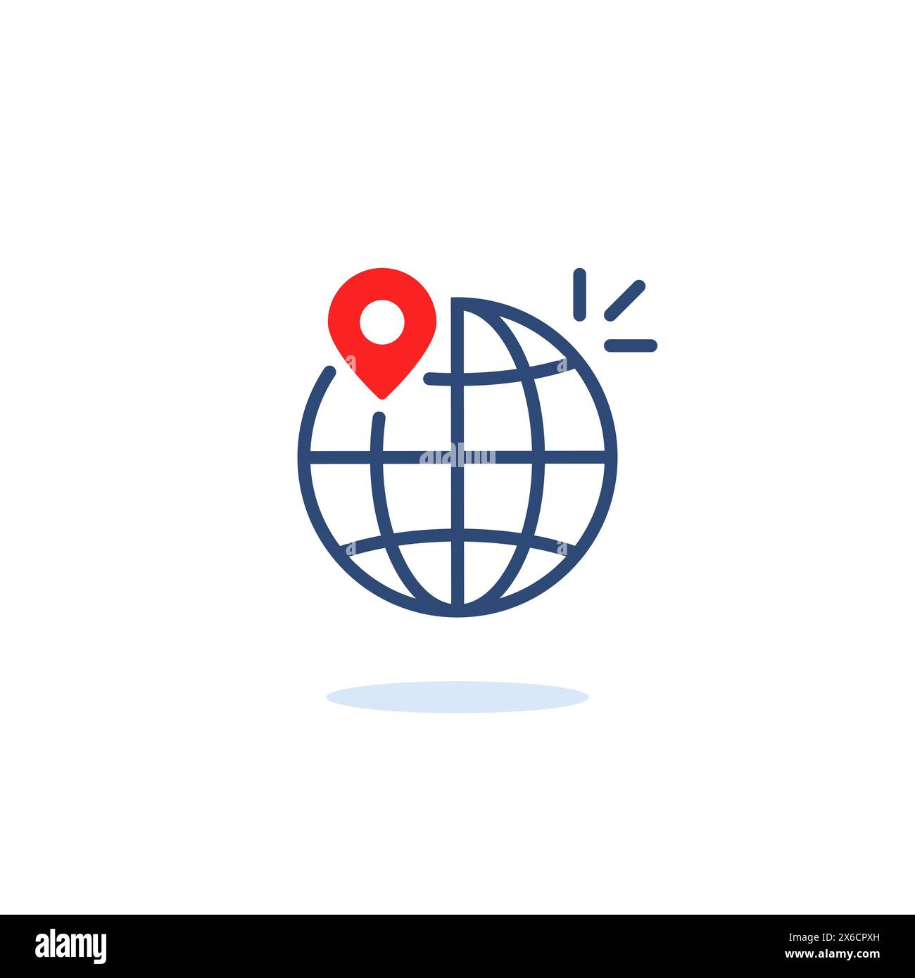 linear world globe with land mark pin Stock Vector