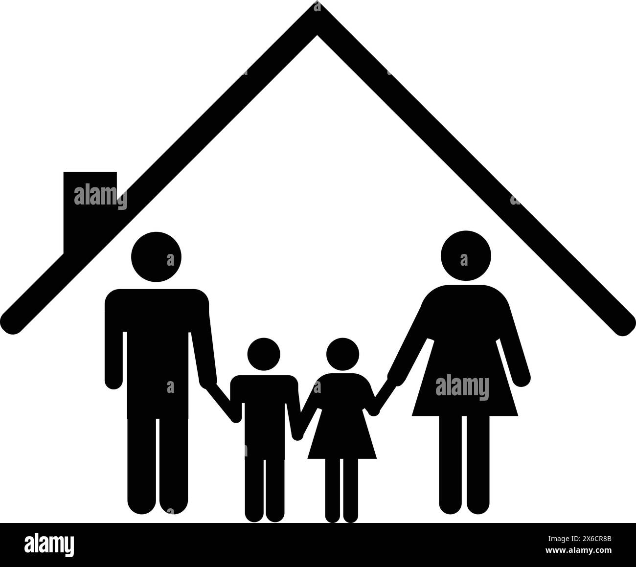 Family with Home, Family sign, Parents with children, home symbol, Parents and kids with home, family picture Background Stock Vector