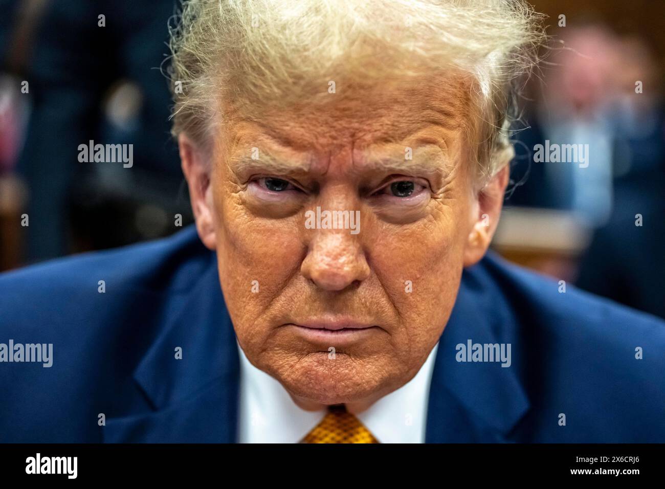 New York, United States. 14th May, 2024. Former President Donald Trump sits in the courtroom at Manhattan Criminal Court in New York on Tuesday, May 14, 2024. Michael Cohen, a one-time fixer and personal attorney to Trump, is expected to continue testifying in the hush-money criminal trial against the former president. Pool photo by Mark Peterson/UPI Credit: UPI/Alamy Live News Stock Photo