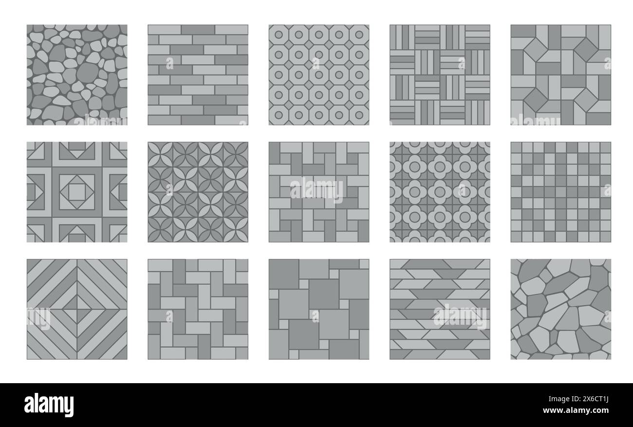 Paving tile, cobblestone brick and stone floor. Pavement pattern top ...